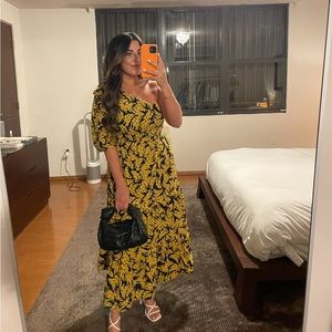 Farm Rio One Shoulder Banana Dress